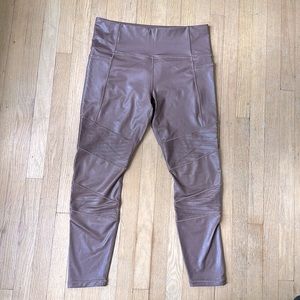 Mauve Shiny Athleta Inclination Moto Tights